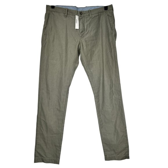 J Crew Mens Khaki Slim Fit Flat Front Casual Chino Pants Trousers Size 34x34 NEW - Picture 1 of 13